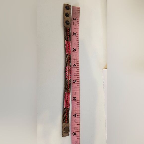 Stella & Dot Mai bracelet mixed media beaded & faux leather bracelet, 8" - Picture 6 of 6